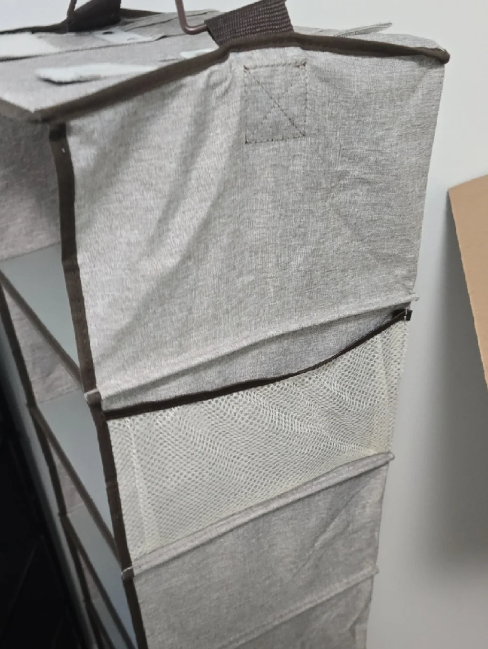 Fabric Hanging Closet 6 Shelf Organizer - Gray / Deep Brown (1 Closet Insert)